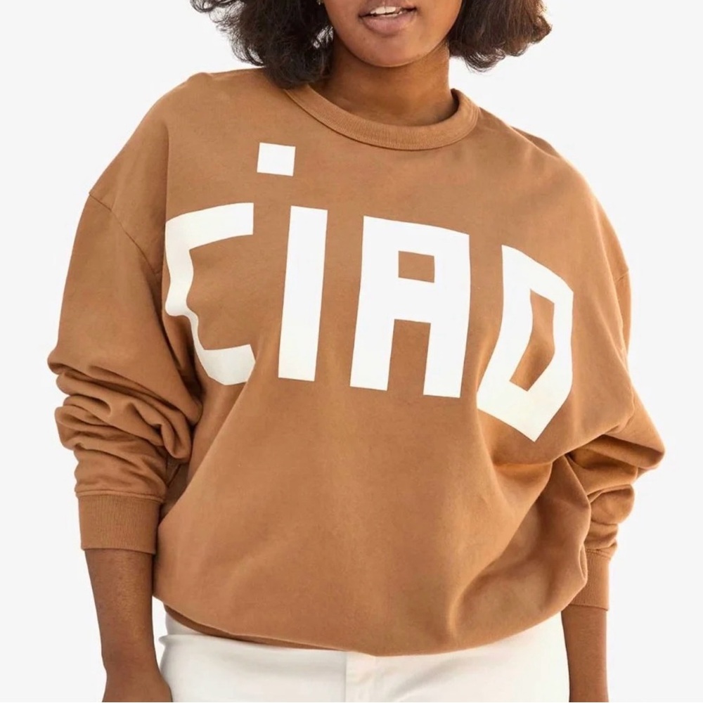 Clare V. "Ciao"  sweatshirt in nutmeg